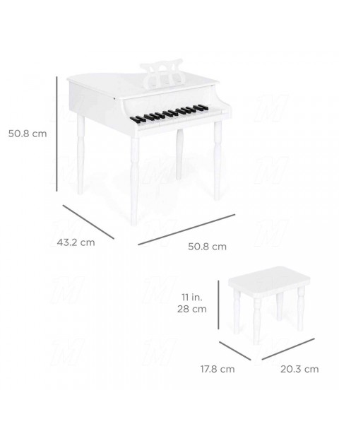 Çocuk için Ahşap Piyano BP30BK nota sehpası ve tabure Hediyeli